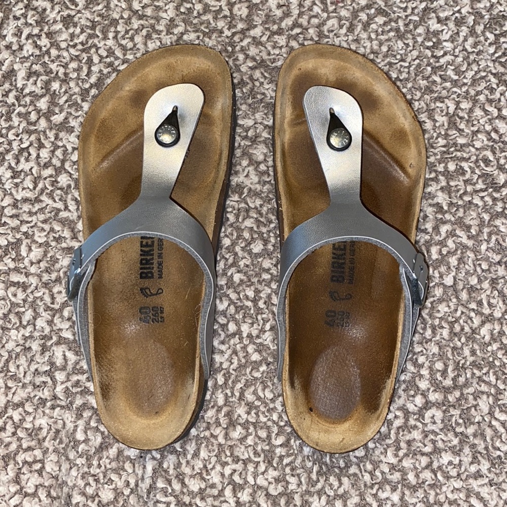 Birkenstock Gizeh Metallic Silver Sandal Thong